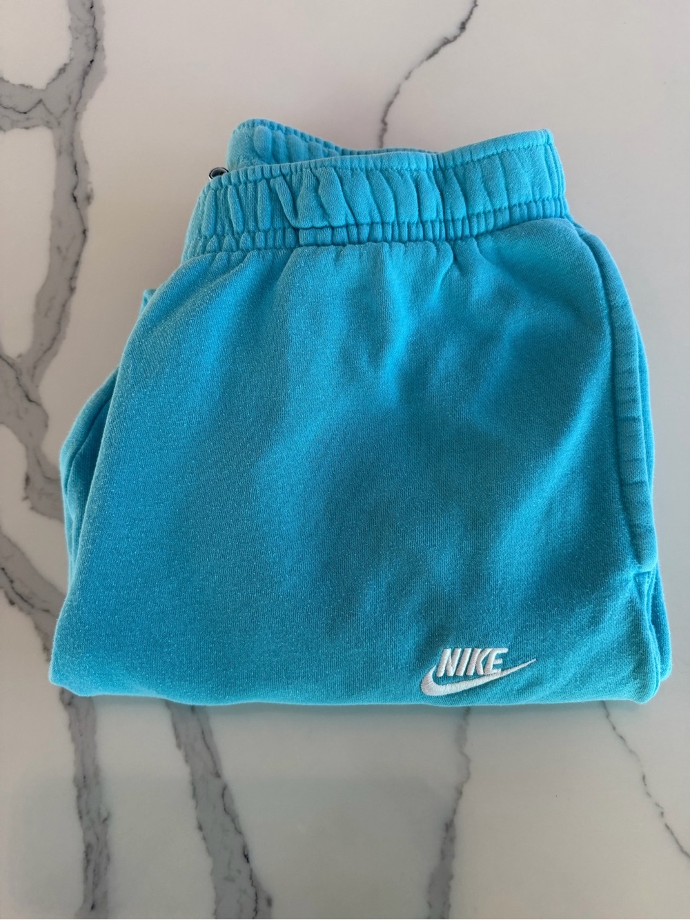 Nike Teal Fleece Track Pants with White Logo size M